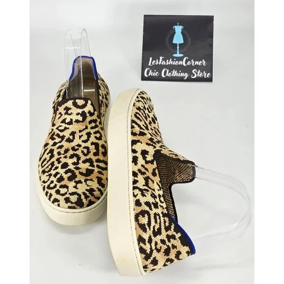 Rothy's Women's Leopard Cheetah Fabric The Sneaker Slip On Shoes Size 7.5 2119 - Picture 10 of 16